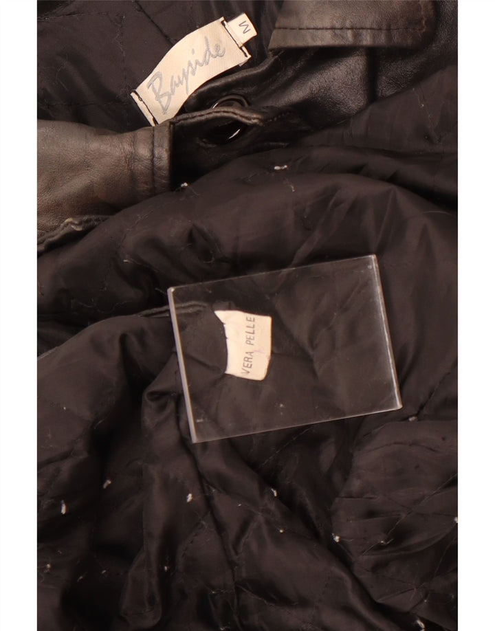 Damski płaszcz skórzany Bayside UK 12, średnia czarna skóra