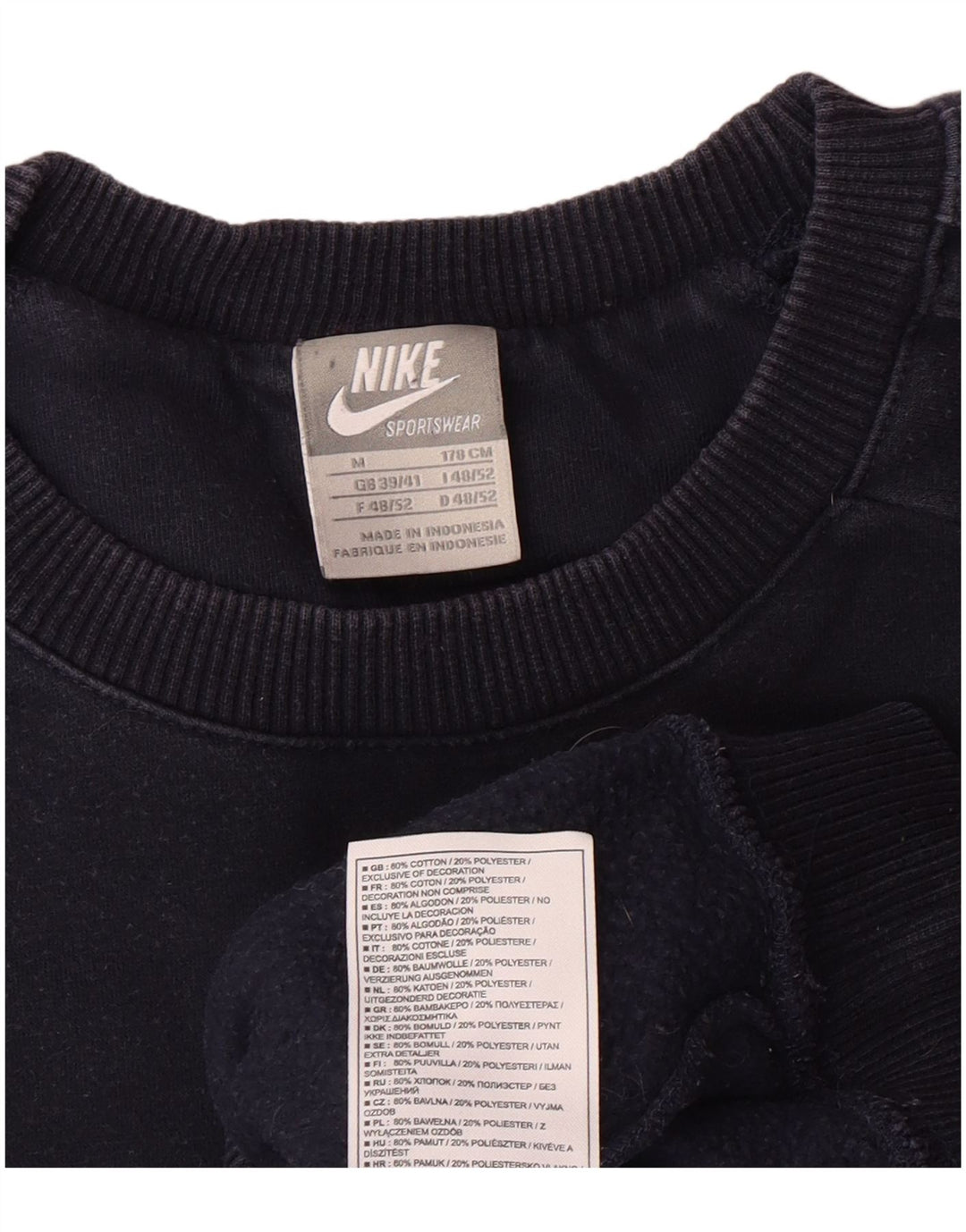 Męski sweter z grafiką NIKE, UK 39/41, średni granatowy, bawełniany