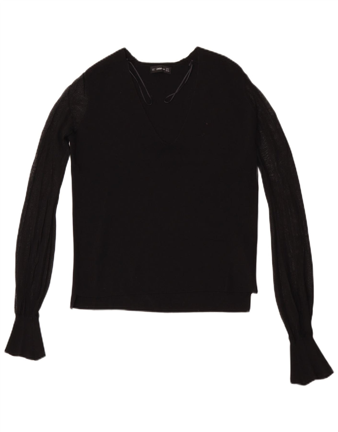 Damski top z długim rękawem Zara UK 10 Small, czarna wiskoza