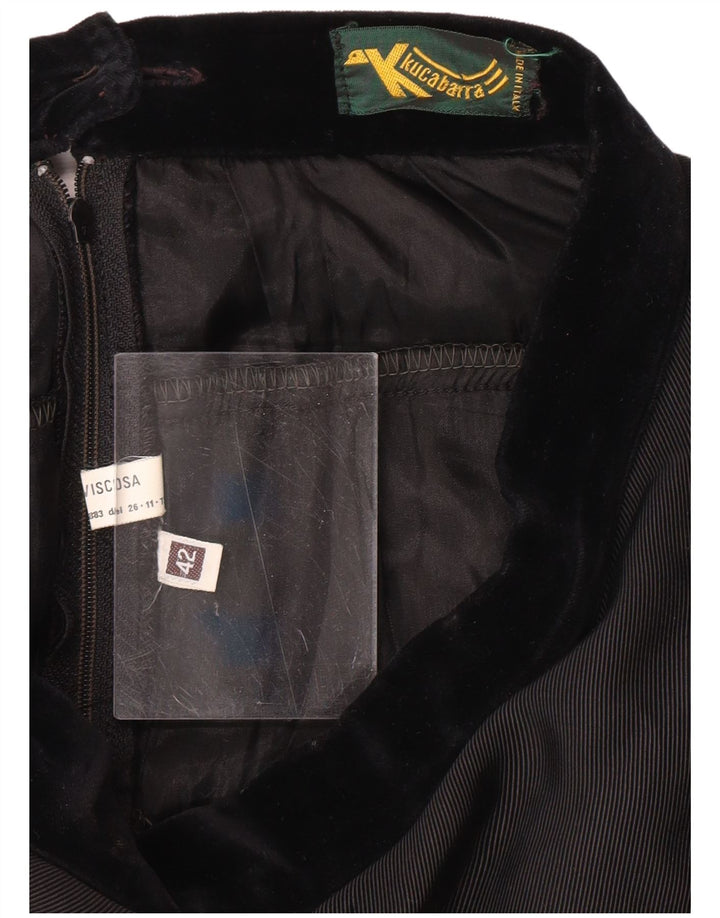 Warstwowa spódnica damska VINTAGE z wysokim stanem IT 42 Medium W26 Czarna wiskoza