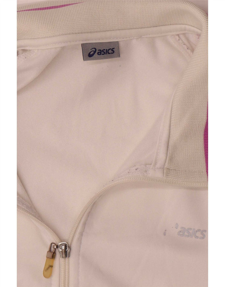 Damska kurtka dresowa Asics UK 18 XL, biały poliester z blokami kolorów