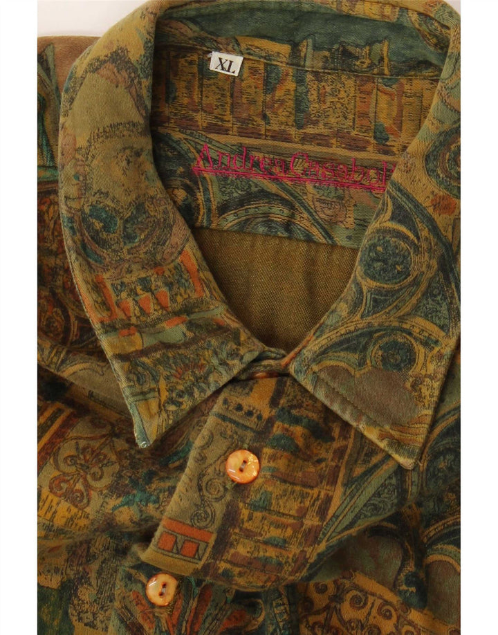Koszula męska w stylu vintage w abstrakcyjny wzór XL Khaki