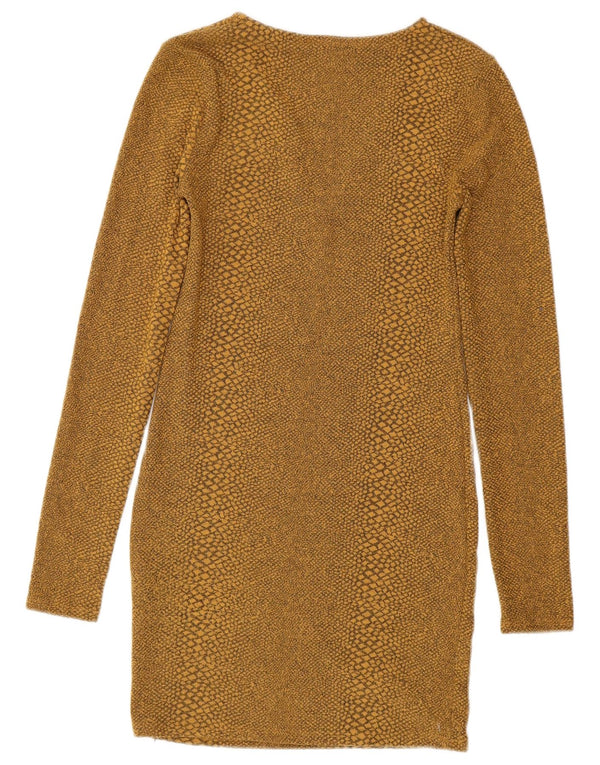 Damska obcisła sukienka z długim rękawem ZARA UK 8 Mały żółty nadruk zwierzęcy