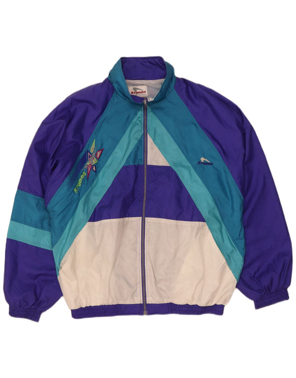 Kronos Mens Tracksuit Top Jacket 2XL Purple Colourblock Nylon