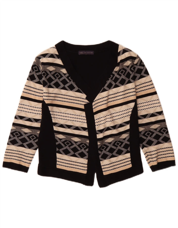 Marks & Spencer Damska marynarka z rękawem 3/4 UK 10, mała, czarna, geometryczna