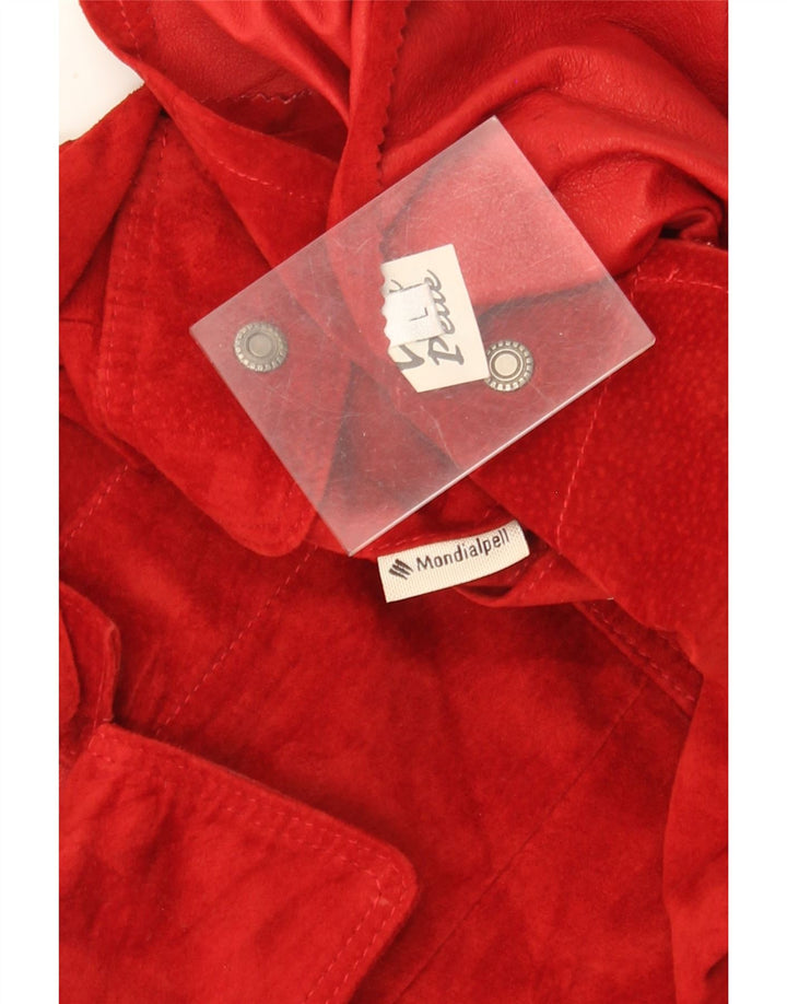 Vintage damska zamszowa kamizelka UK 14 duża czerwona skóra