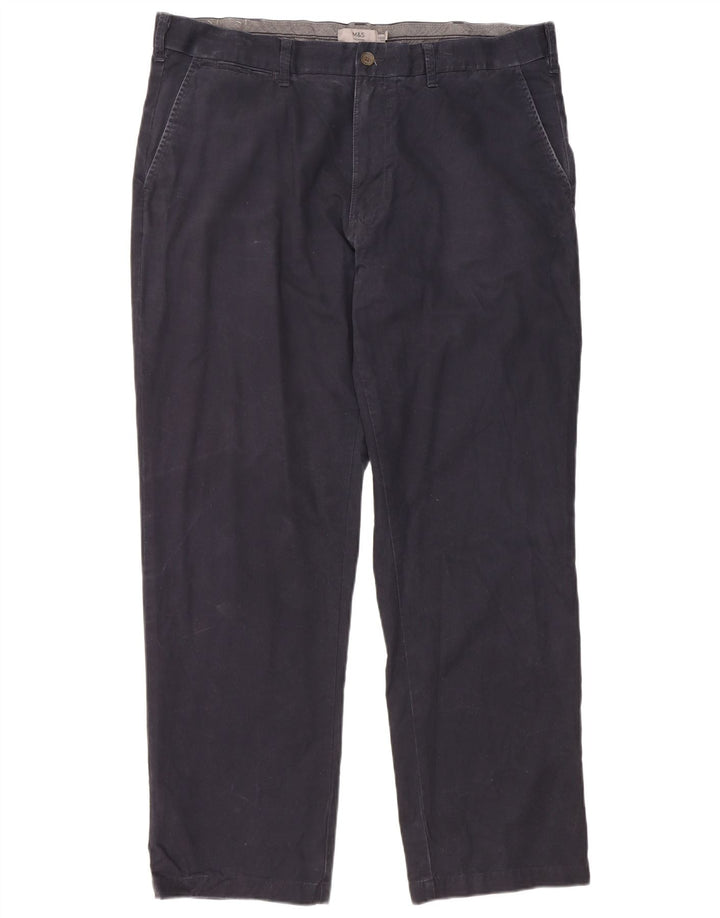 Męskie spodnie Chino Regular Marks & Spencer W40 L31 Granatowa bawełna