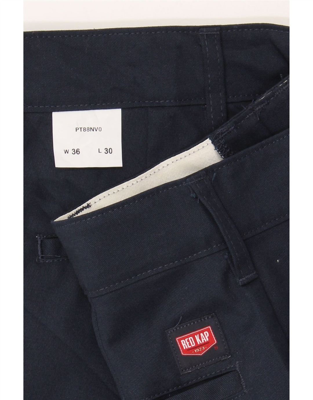 VINTAGE Mens Straight Cargo Trousers W36 L30 Navy Blue Polyester Vintage Vintage and Second-Hand Vintage from Messina Hembry 