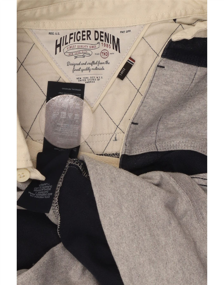 Męska koszulka polo do rugby TOMMY HILFIGER z grafiką, w duże granatowe paski