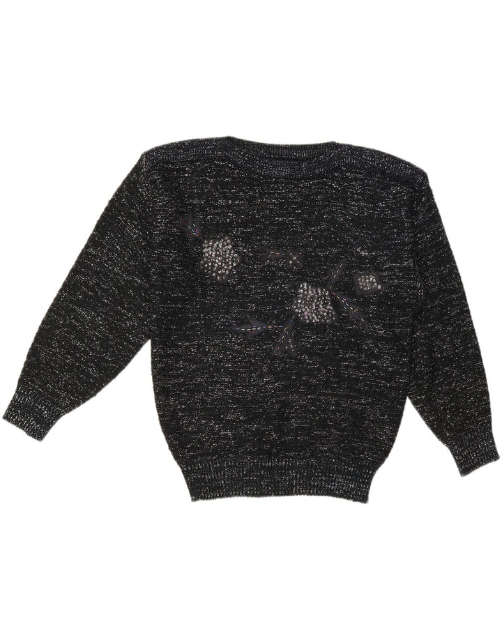 Damski sweter C & A z dekoltem w łódkę EU 40, średni czarny, nakrapiany akryl