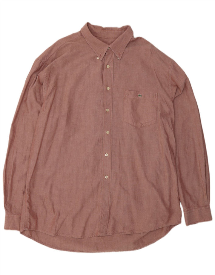 LACOSTE Mens Shirt 2XL Maroon Cotton