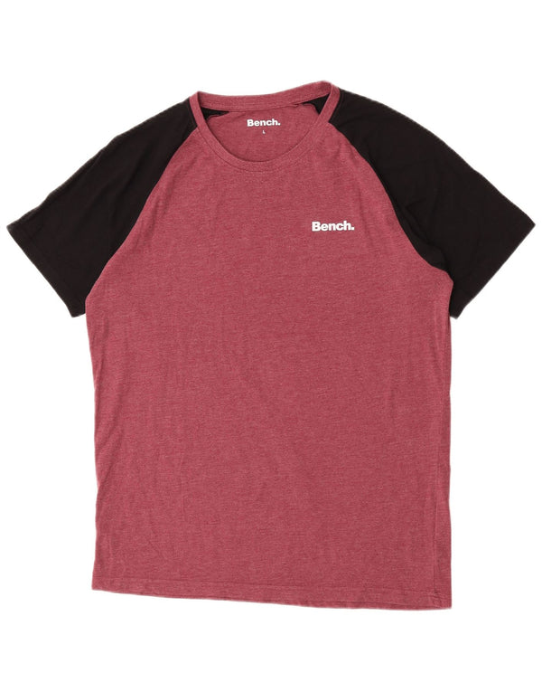 T-shirt męski z krótkim rękawem i krótkim rękawem Bench, duży, czerwony, bawełniany blok kolorów