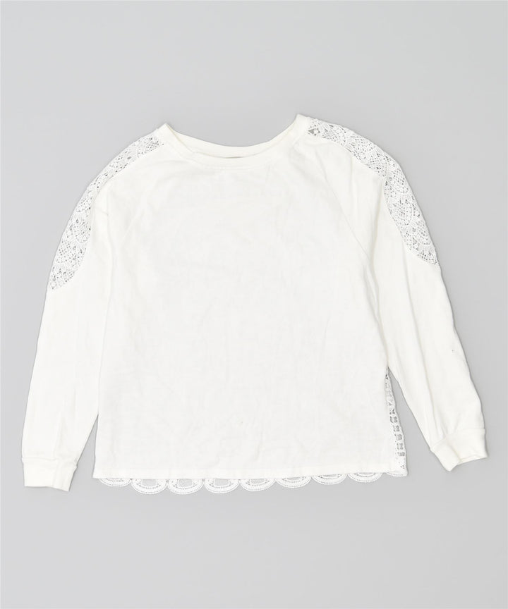 DESIGUAL Damski sweter oversize UK 14, duży, biały, bawełniany