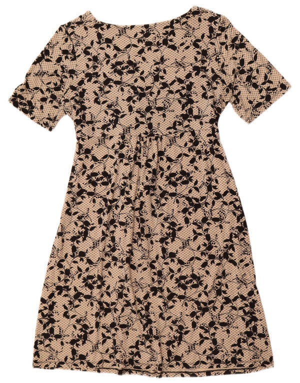 Damska sukienka o linii A Monsoon UK 16 duża beżowa wiskoza w kwiaty