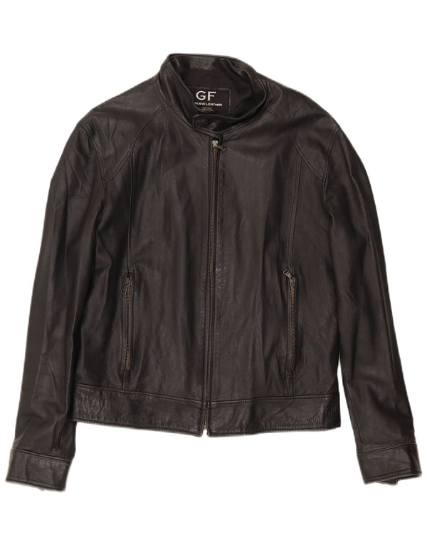 Gianfranco Ferre Mens Bomber Leather Jacket UK 38 Medium Black Leather