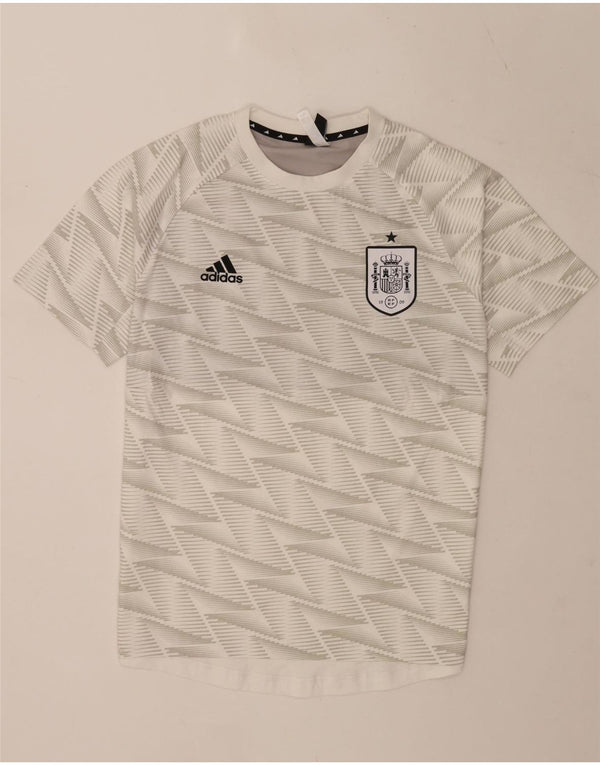 Adidas Męski T-Shirt Top Średniej Białej Geometrycznej Bawełny