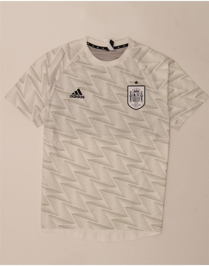 Adidas Męski T-Shirt Top Średniej Białej Geometrycznej Bawełny