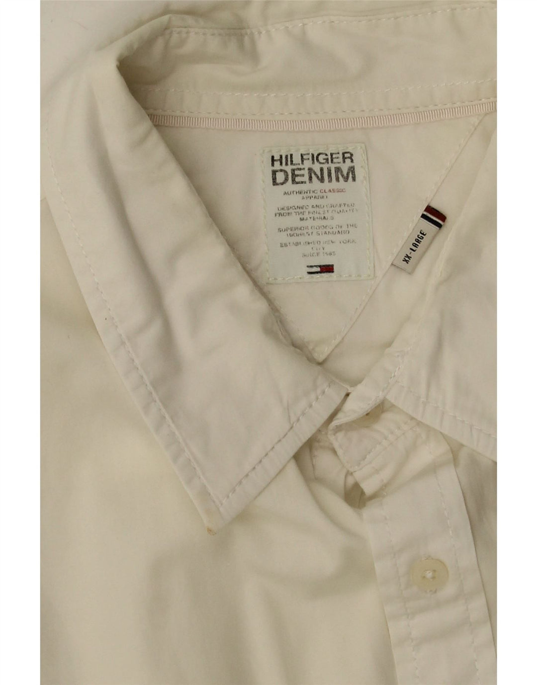 TOMMY HILFIGER Mens Shirt 2XL White Vintage Tommy Hilfiger and Second-Hand Tommy Hilfiger from Messina Hembry 
