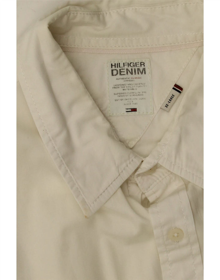 TOMMY HILFIGER Mens Shirt 2XL White Vintage Tommy Hilfiger and Second-Hand Tommy Hilfiger from Messina Hembry 