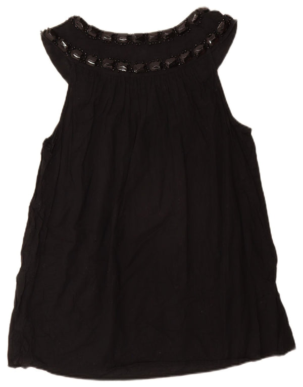 Damska bluzka bez rękawów MICHAEL KORS UK 12, średnia czarna bawełna