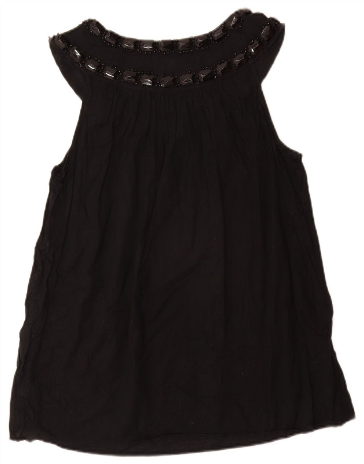 Damska bluzka bez rękawów MICHAEL KORS UK 12, średnia czarna bawełna