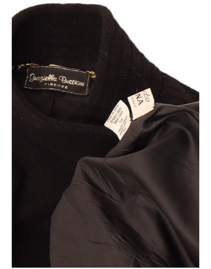 Vintage damski płaszcz oversize UK 18 XL z czarnej wełny alpaki