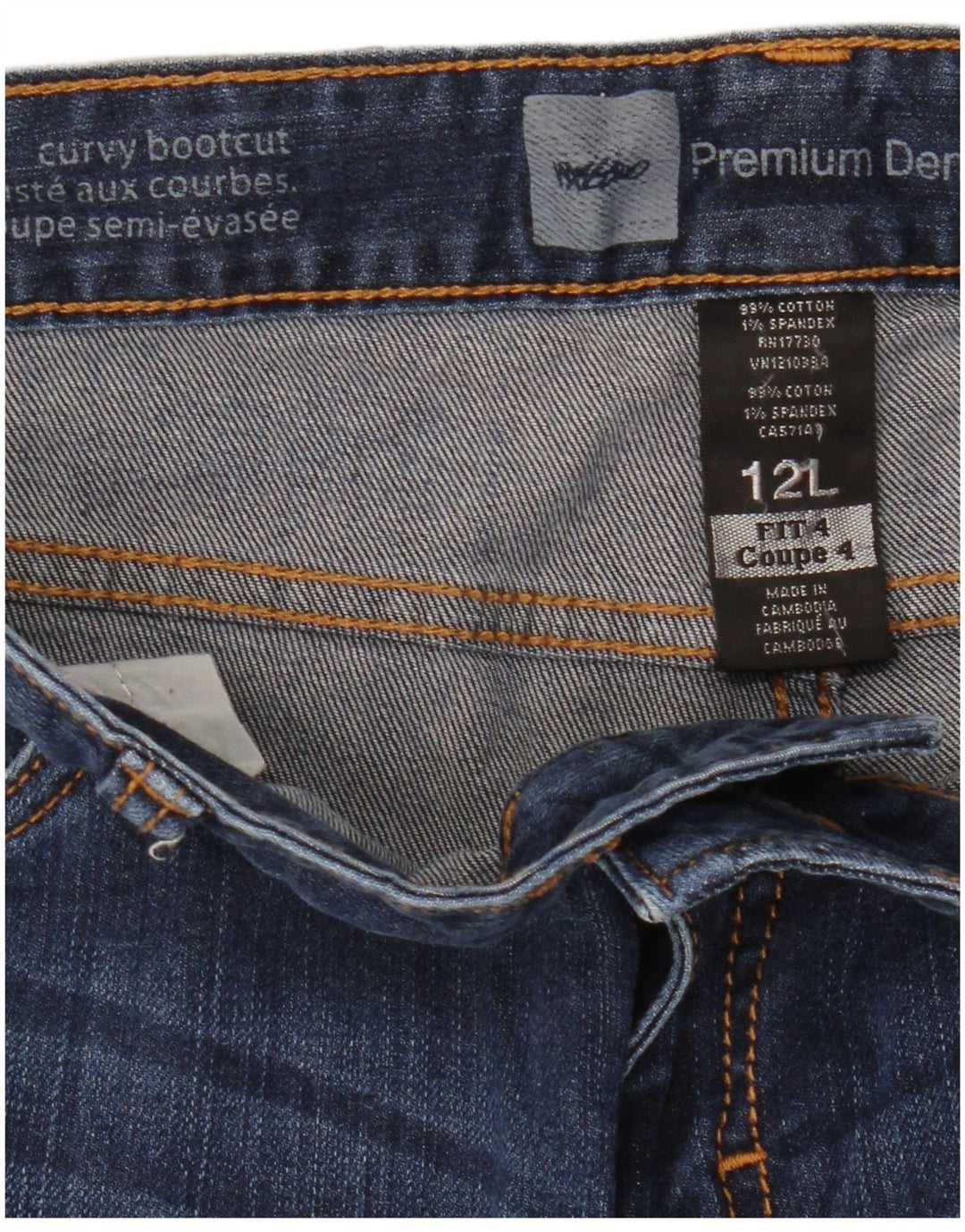 Damskie jeansy typu bootcut MOSSIMO US 12, duże, W32 L32, niebieska bawełna