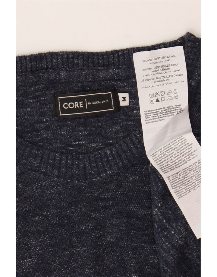Męski sweter Jack & Jones z okrągłym dekoltem, średni granatowy, bawełniany nakrapiany