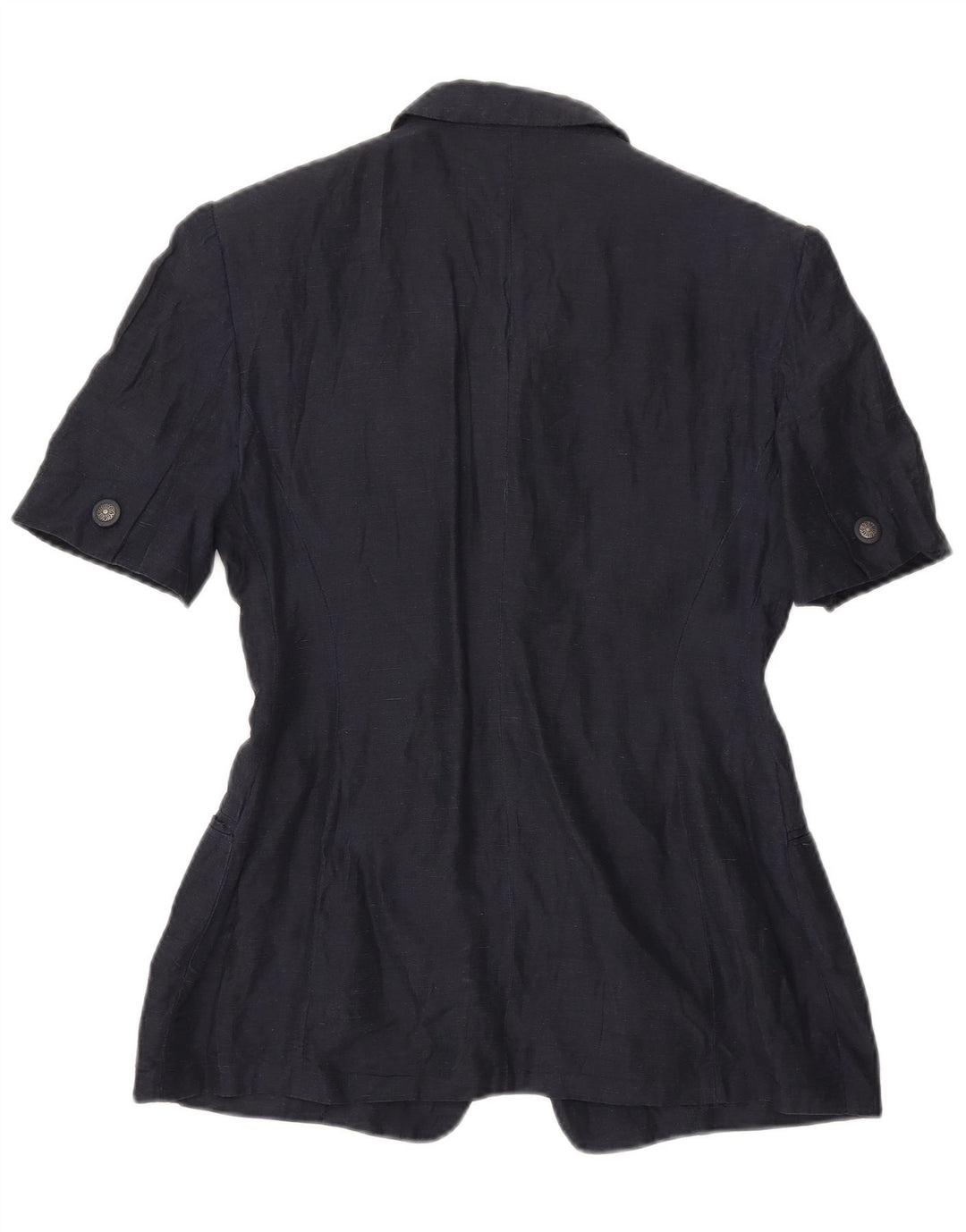 Vintage damska marynarka z krótkim rękawem, zapinana na 4 guziki, UK 16, duża, granatowa