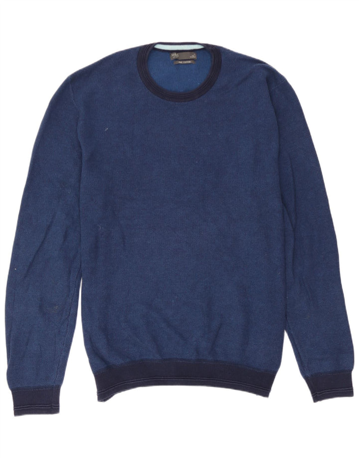 Marks & Spencer Męski sweter z okrągłym dekoltem XL, niebieski, bawełniany