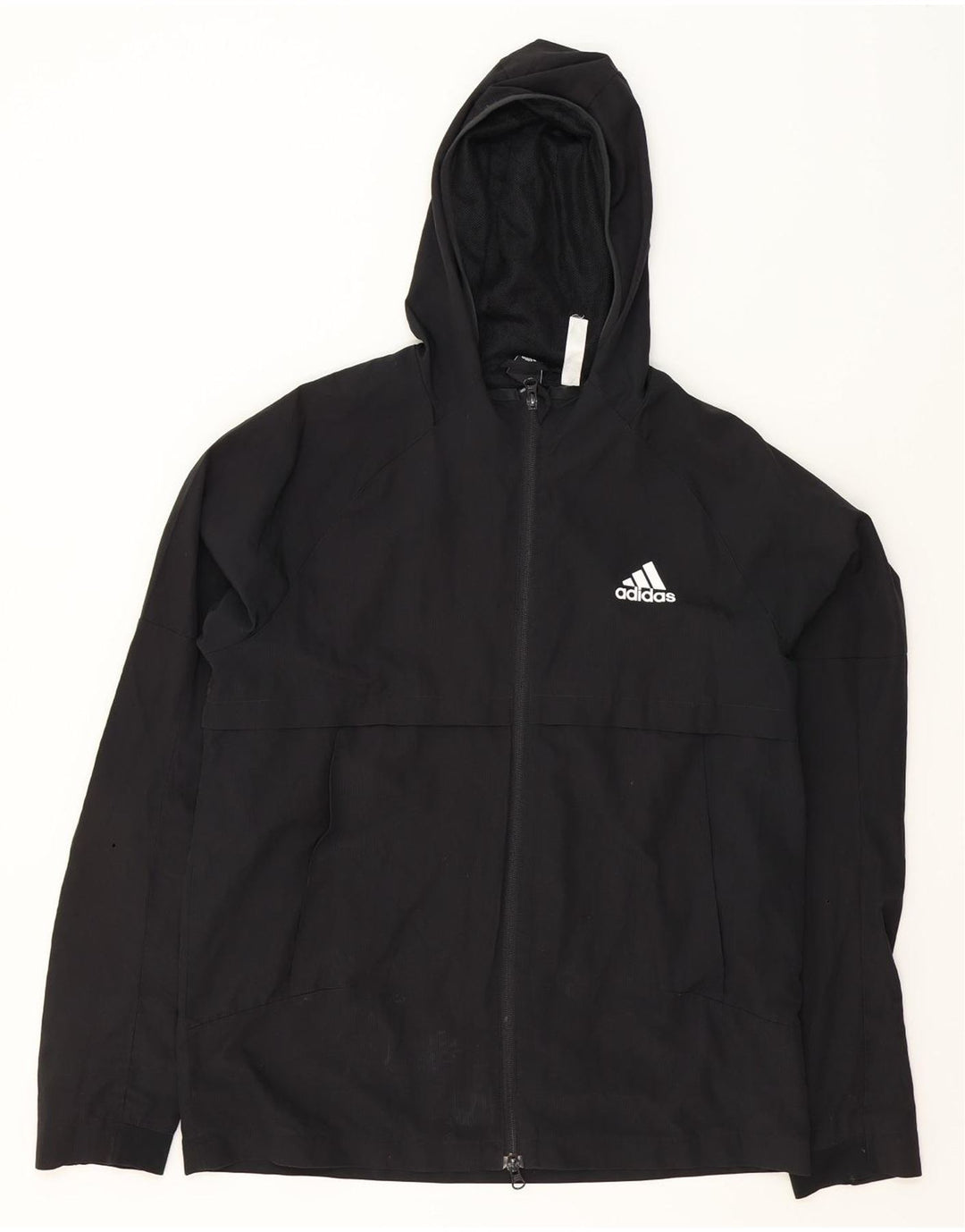 ADIDAS Mens Hooded Tracksuit Top Jacket Medium Black Polyester Vintage Adidas and Second-Hand Adidas from Messina Hembry 