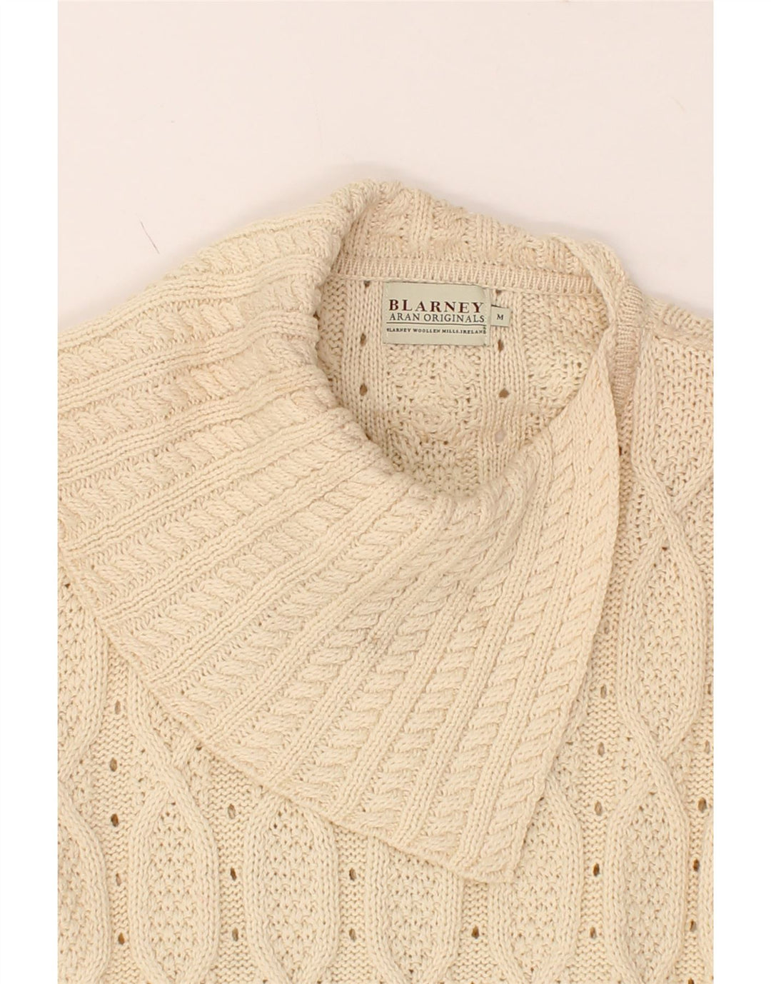 BLARNEY Womens Shawl Neck Jumper Sweater UK 14 Medium Beige Vintage Blarney and Second-Hand Blarney from Messina Hembry 