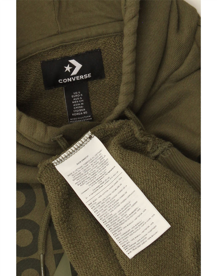Converse Męski sweter z kapturem i grafiką, mały, bawełniany khaki