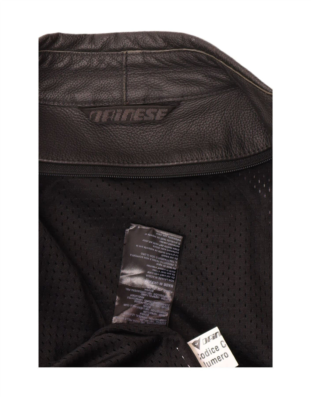 Męska kurtka wyścigowa Dainese Graphic Racer UK 36, mała czarna skóra z blokami kolorów