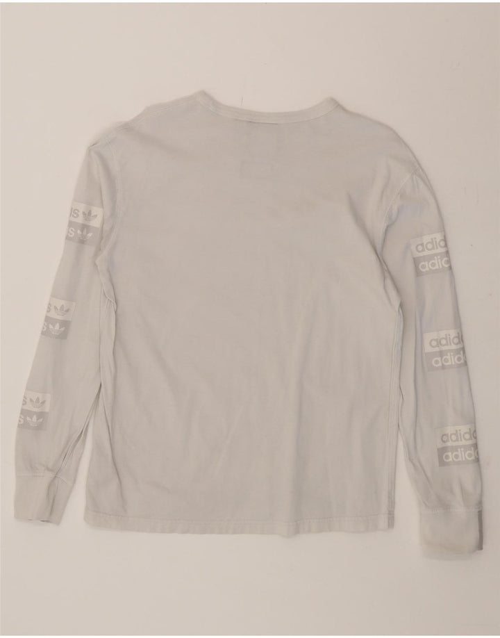 ADIDAS Mens Graphic Top Long Sleeve Small Grey Cotton Vintage Adidas and Second-Hand Adidas from Messina Hembry 