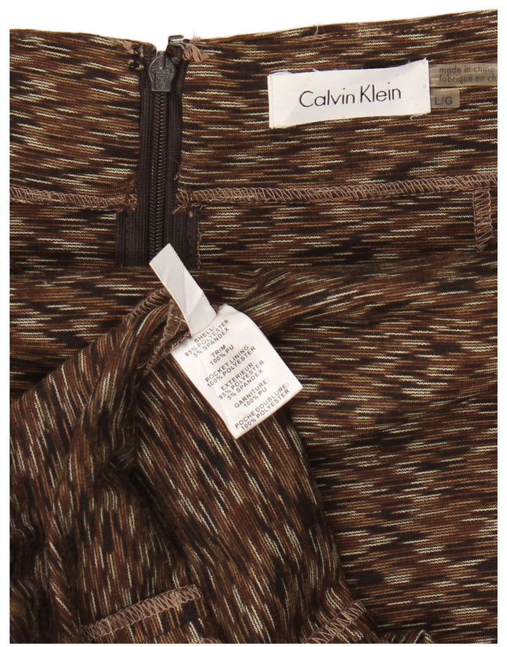 CALVIN KLEIN Damska spódnica ołówkowa, duża, W32, brązowy, nakrapiany poliester