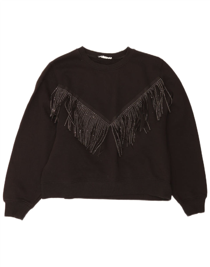 Damska bluza oversize Zara Crop UK 14, średnia czarna bawełna