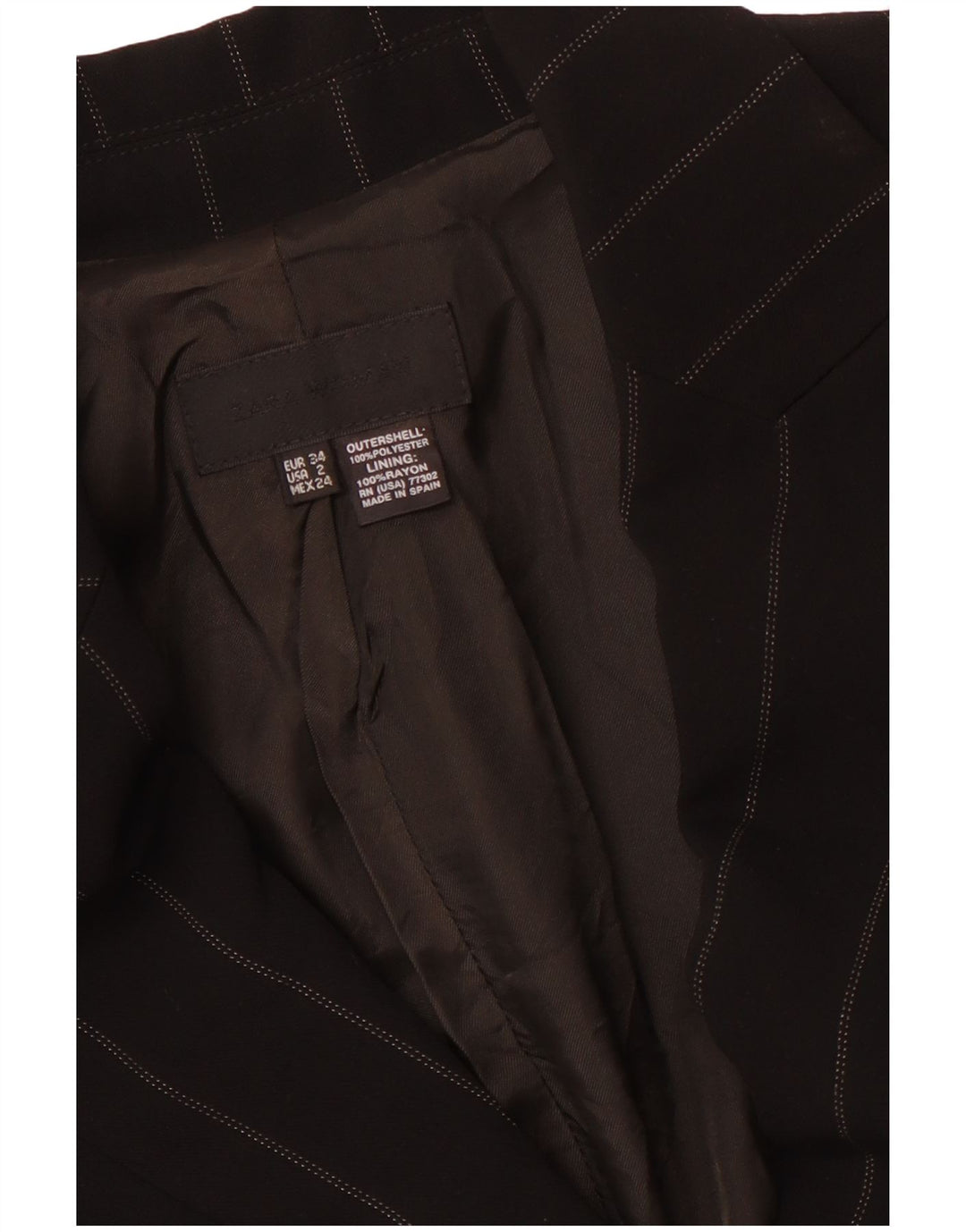 Damska marynarka ZARA zapinana na 1 guzik EU 34 2XS, poliester w czarne paski