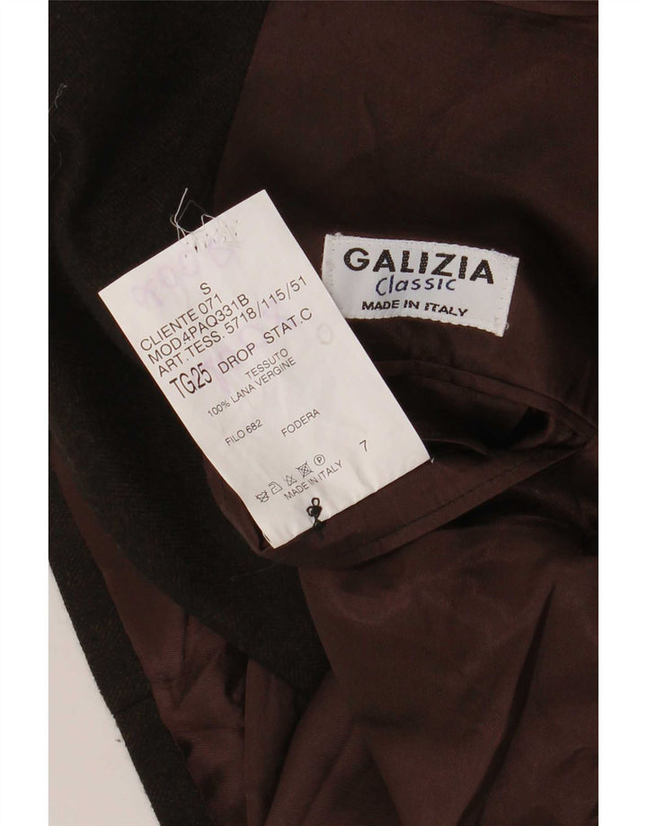 Męska marynarka zapinana na 3 guziki w stylu vintage, UK 38, średnia brązowa dziewicza wełna