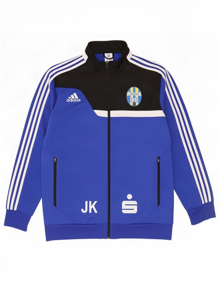 Adidas Męska bluza dresowa z grafiką XL, niebieska, poliestrowa z blokami kolorów