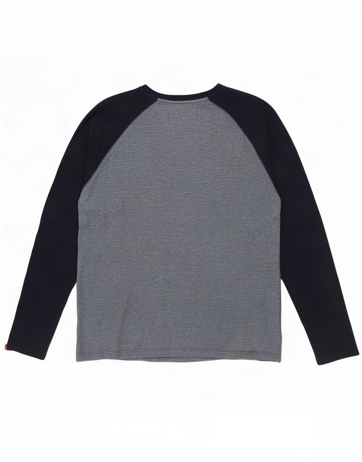 Męski top Superdry z długim rękawem 2XL, niebieska bawełna z blokami kolorów