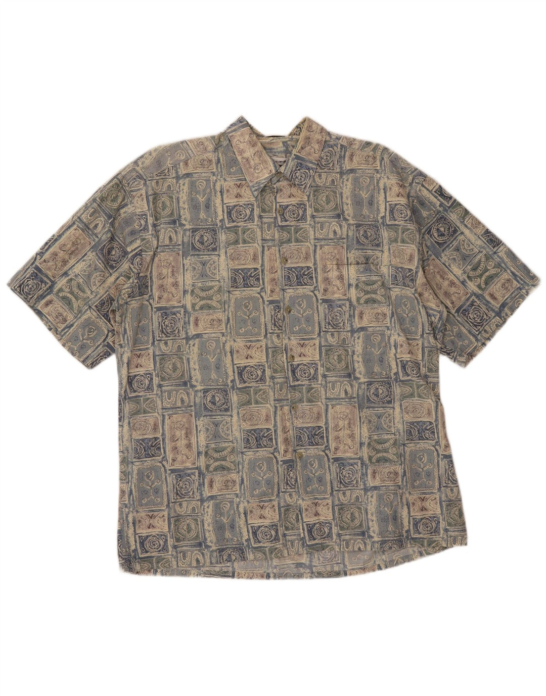 Męska koszula z krótkim rękawem Pierre Cardin, duża, niebieska, patchworkowa, bawełniana