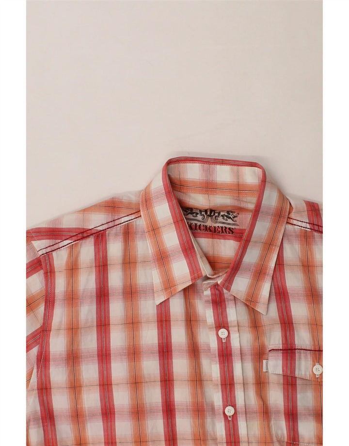 KICKERS Mens Short Sleeve Shirt Large Red Check Cotton Vintage Kickers and Second-Hand Kickers from Messina Hembry 