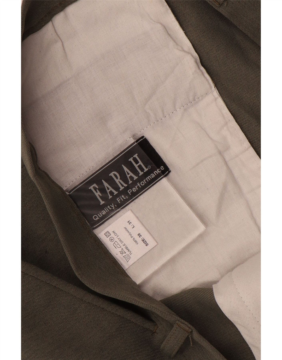 Męskie proste spodnie codzienne Farah W38 L31 Khaki Poliester