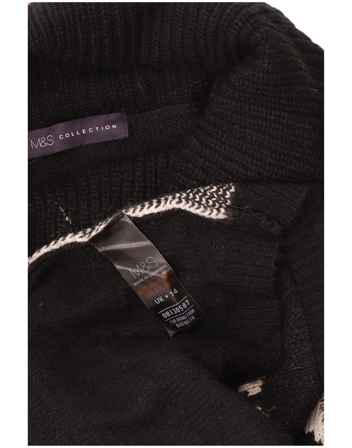 Marks & Spencer Damski sweter z golfem UK 14, średni czarny w kwiaty