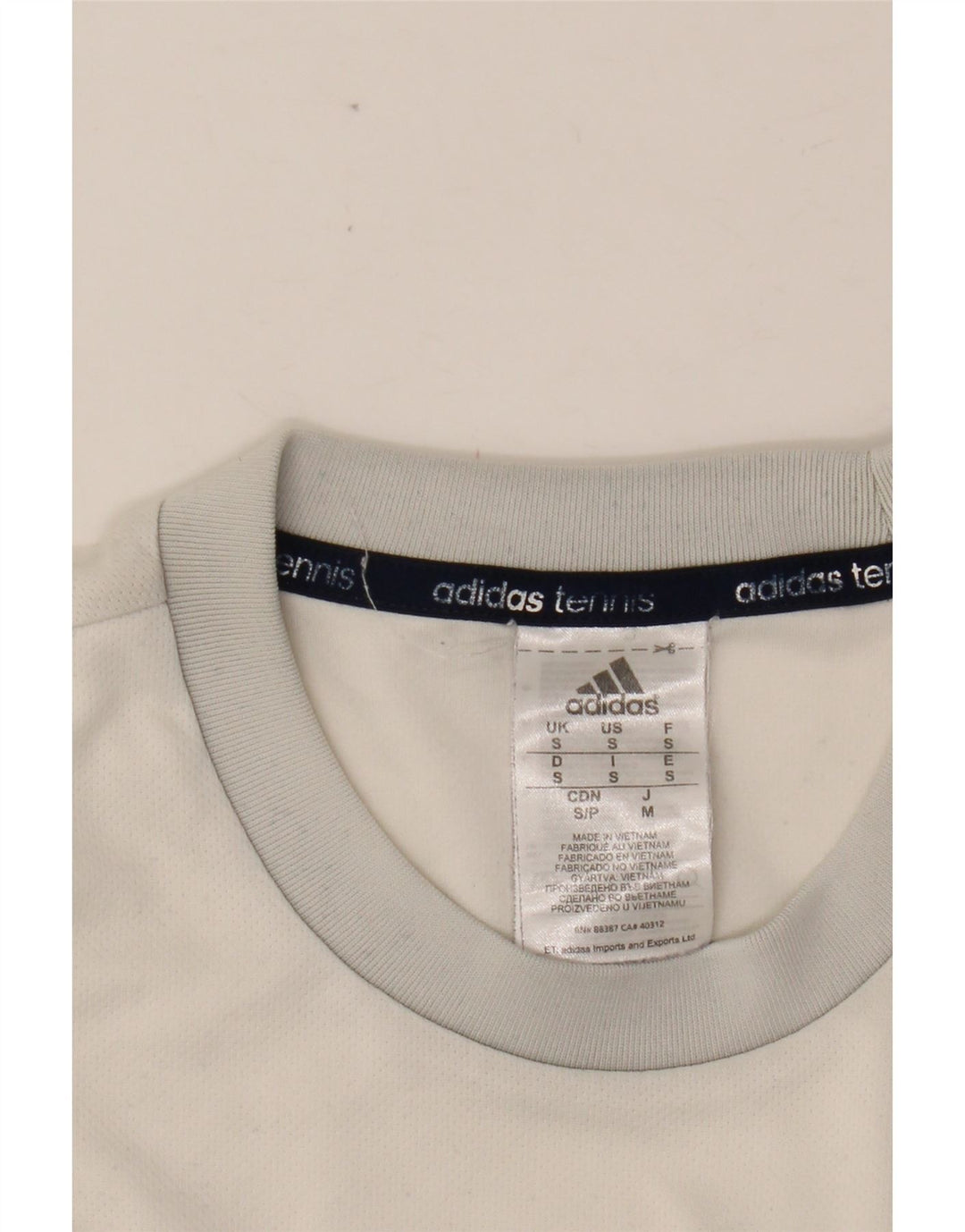 Męski T-shirt tenisowy ADIDAS, mały, biały, poliestrowy blok kolorów
