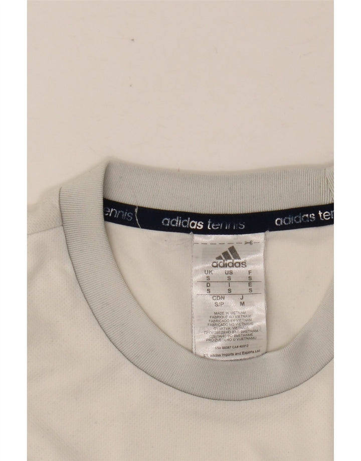 Męski T-shirt tenisowy ADIDAS, mały, biały, poliestrowy blok kolorów