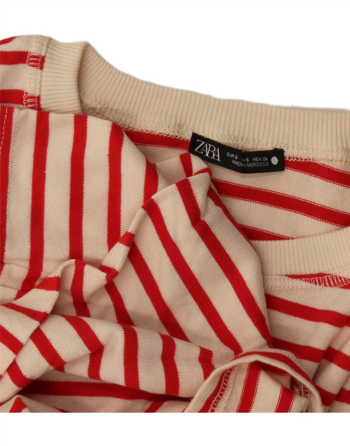 Damski top oversize z długim rękawem Zara UK 10 w małe złamane białe paski
