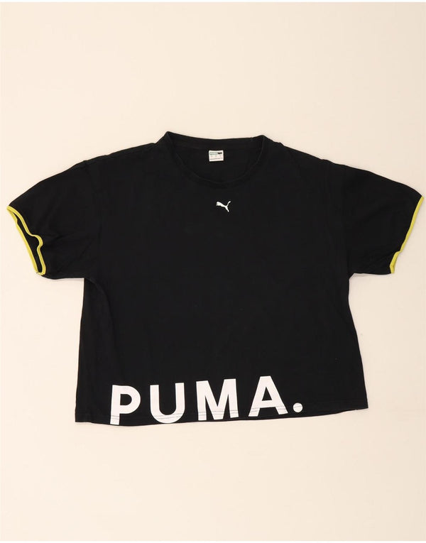 Damska koszulka Puma Crop Graphic Top UK 16, duża, czarna bawełna