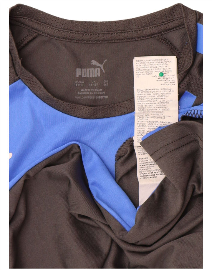 T-shirt chłopięcy Puma, 13-14 lat, niebieski, poliester z blokami kolorów